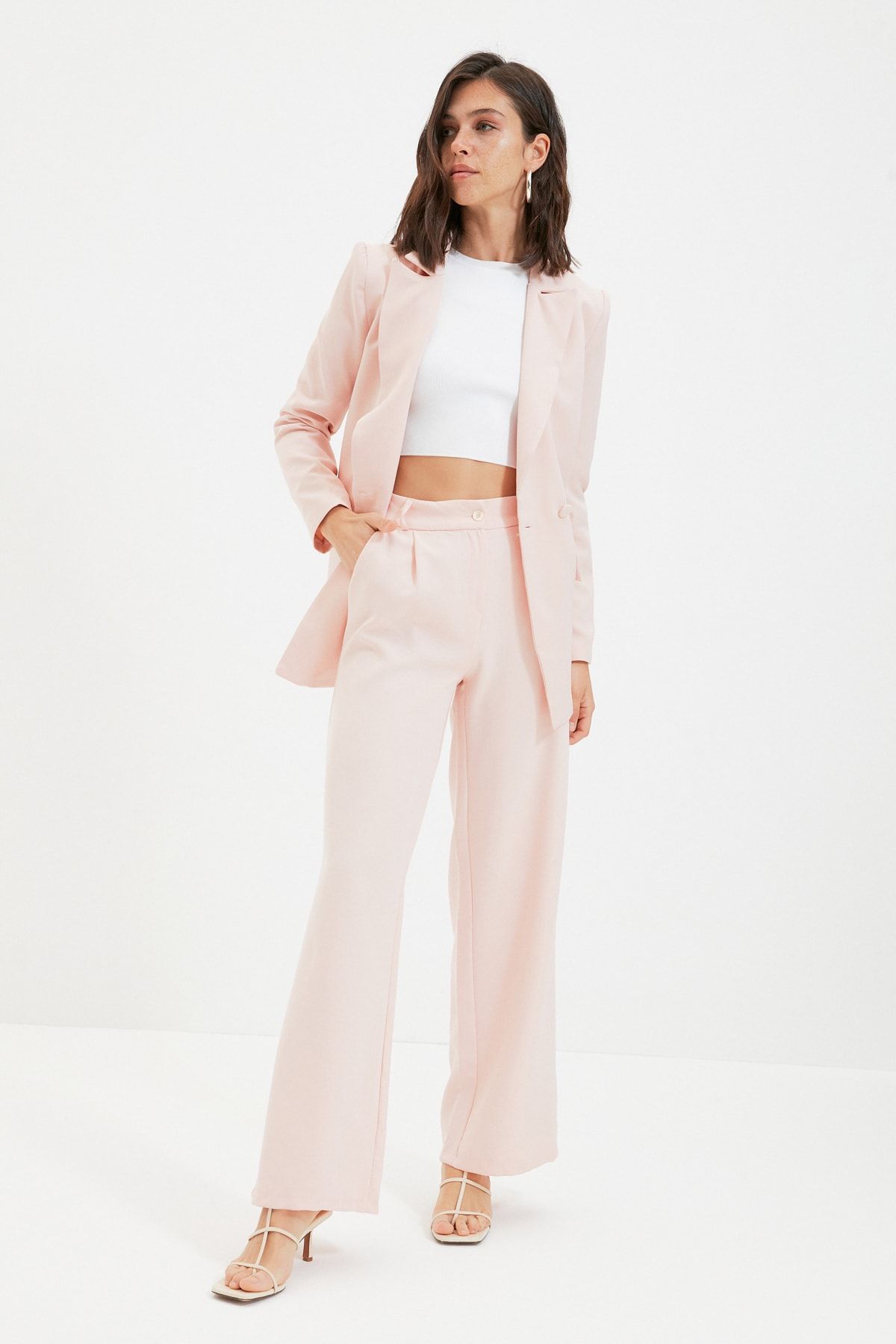 TRENDYOLMİLLA Pembe Fermuarlı Pantolon TWOAW22PL0017