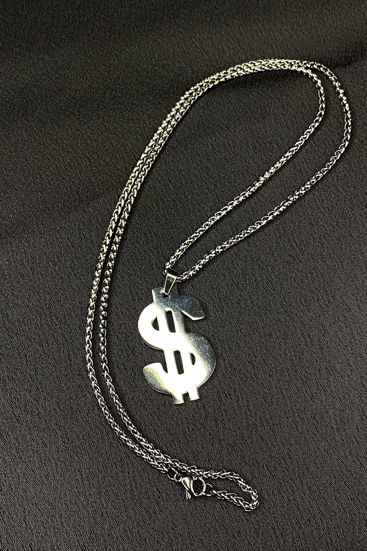 MOONİ ACCESSORİES Dolar Para Model 316l Çelik Zincirli Kolye