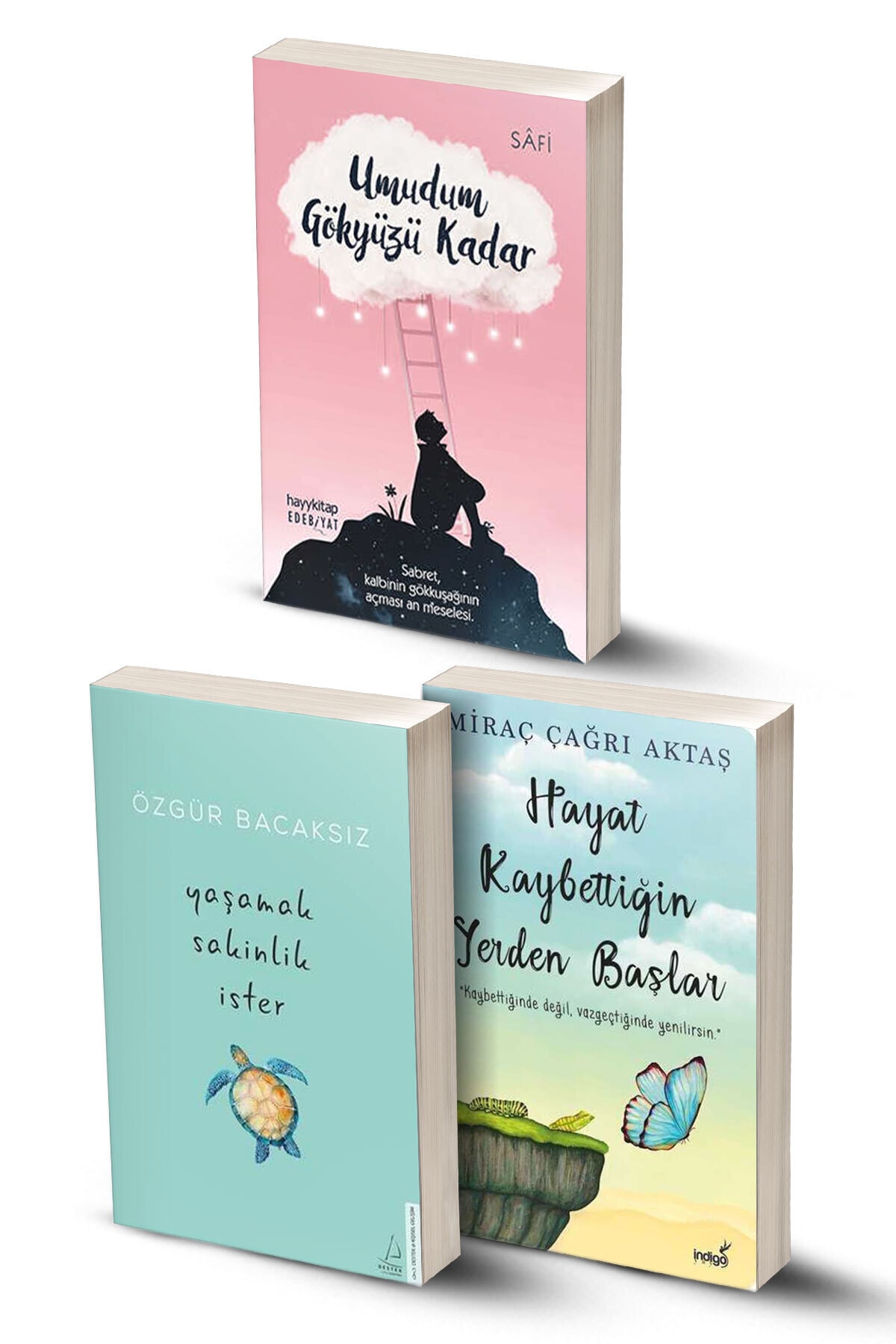 KOLEKTİF 3 Kitap / Yaşamak Sakinlik Ister - Hayat Kaybettiğin Yerden Başlar - Umudum Gökyüzü Kadar