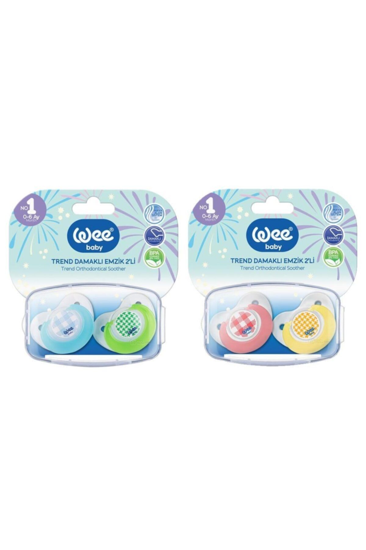 Wee Baby Trend Damaklı Silikon Emzik 2li 6+ Ay