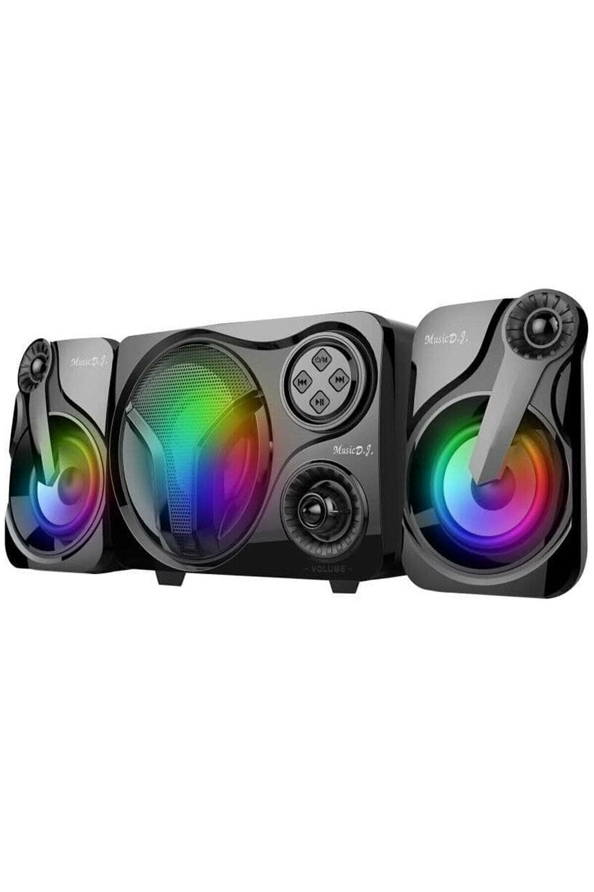 Butfulake Bluetooth Hoparlörü Taşınabilir Müzik 2+1 Işıklı Ekran Hoparlörü Fm Radyo Tv Bağlantı Özellikli