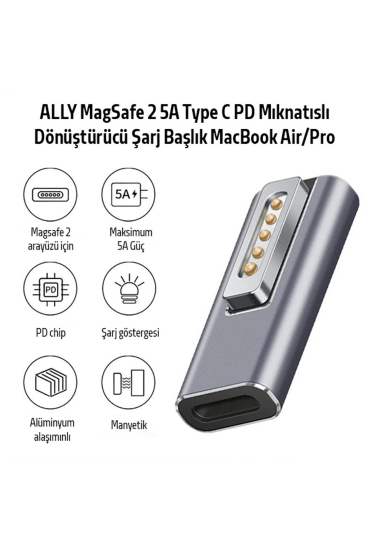 Ally Mobile Magsafe Macbook 2 5a Type C Pd Mıknatıslı Dönüştürücü Şarj Başlık Macbook Air-pro