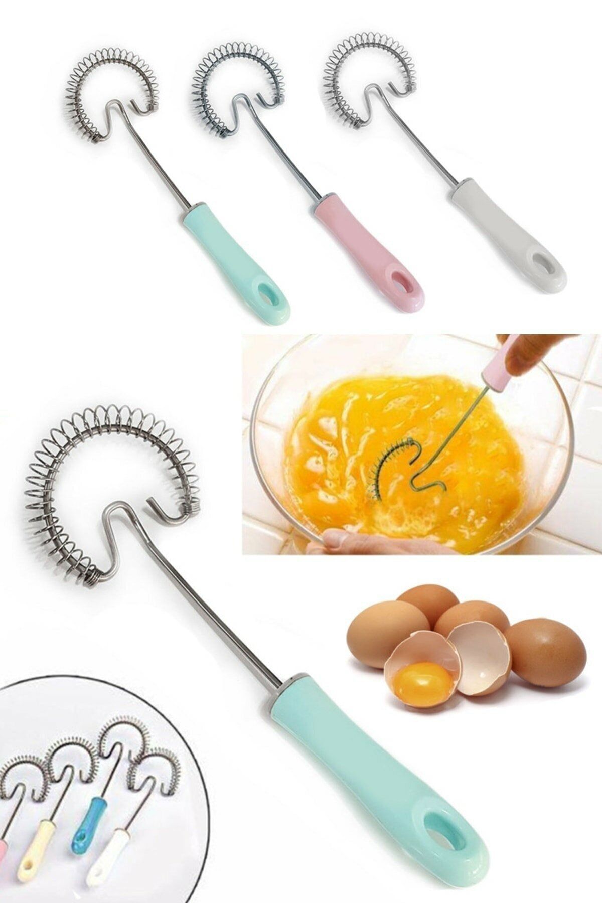 afife Spiral Yaylı Pratik Yumurta Ve Omlet Çırpma Teli Çırpıcı
