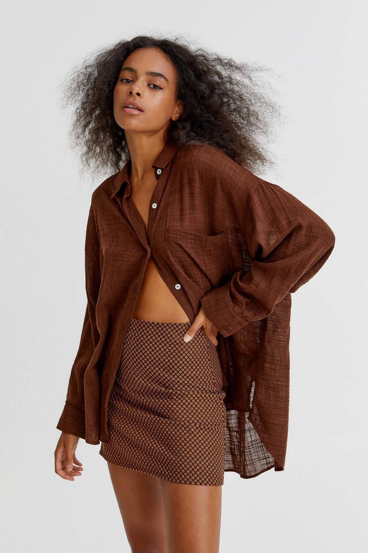 Pull & Bear Jakarlı Mini Etek