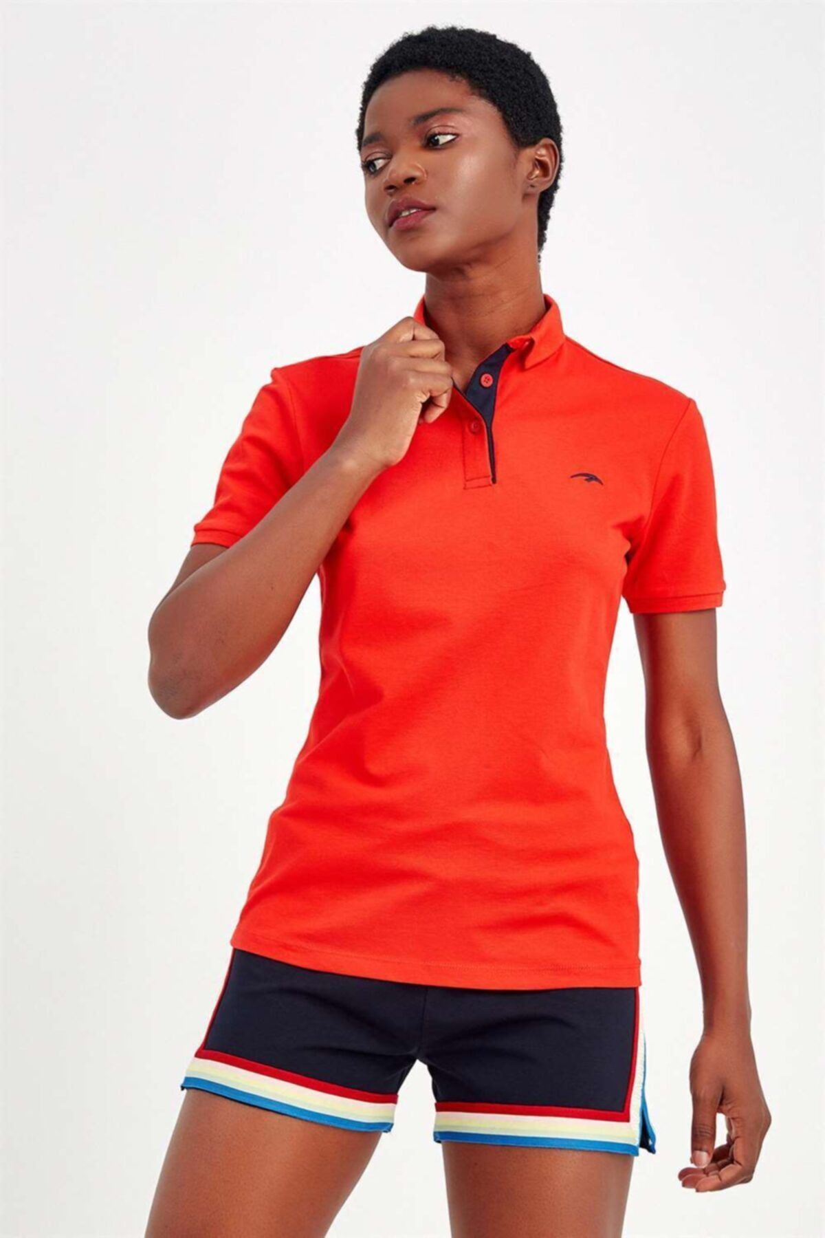 MARATON Kırmızı Kadın Polo Yaka Kısa Kollu T-shirt