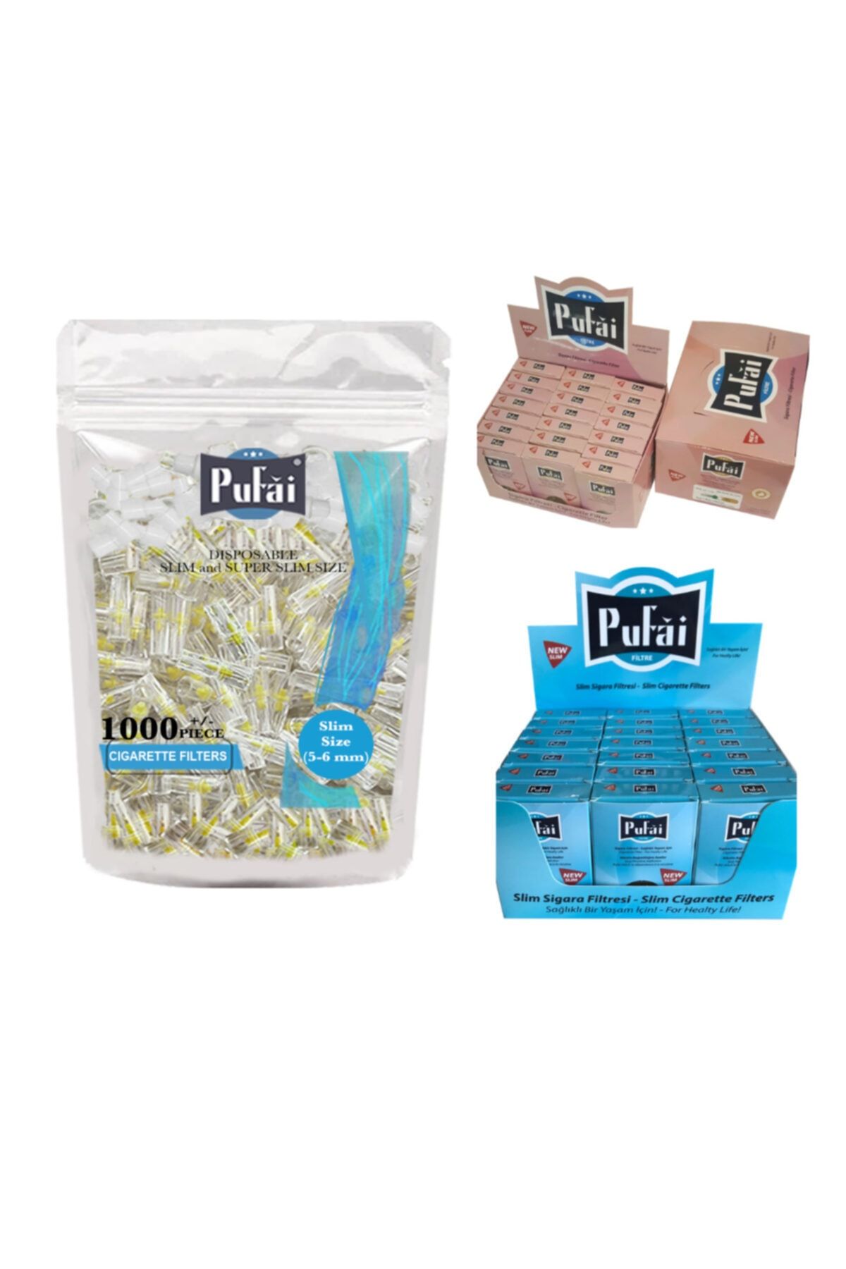 Pufai Süper Slim Sigara Fltresi 5 Mm 6 Mm Ağızlık 2050 Adet 1 Paket 42 Kutu