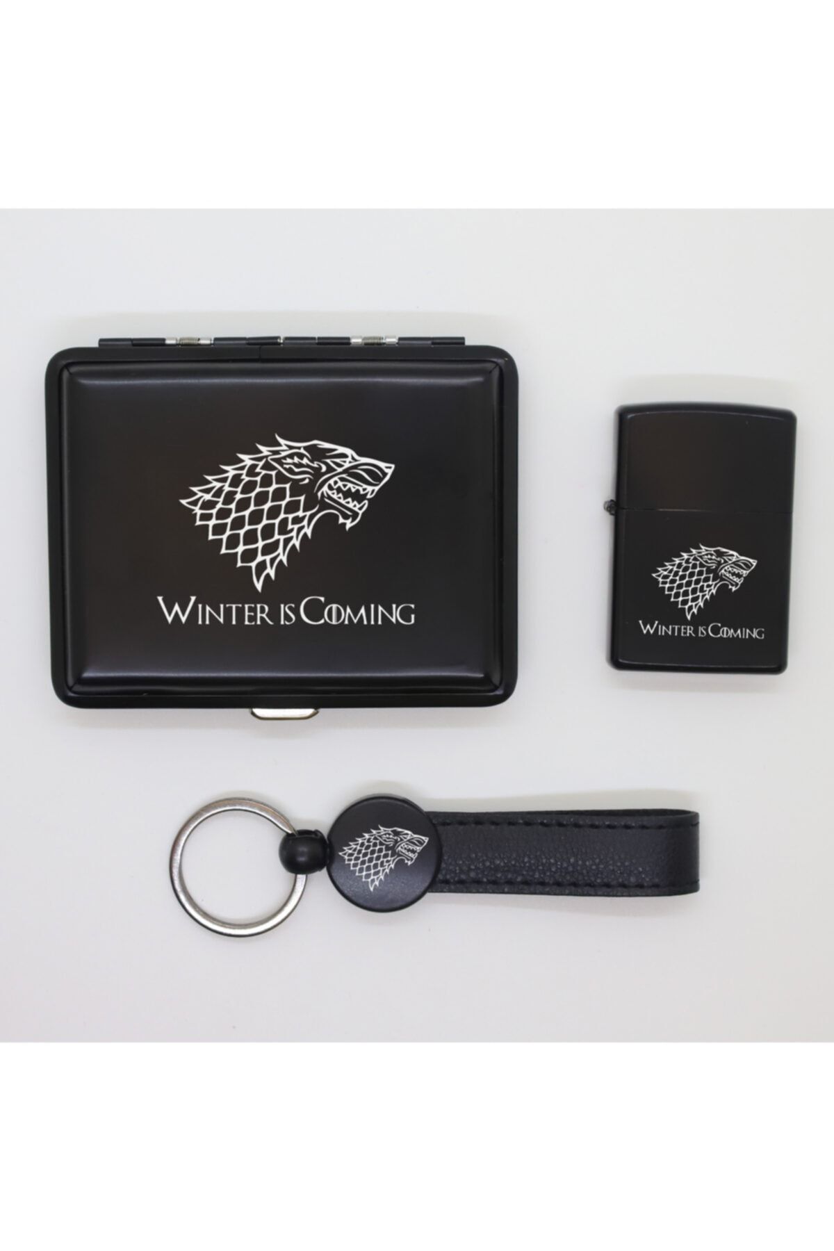 ELALAZER Game Of Thrones Metal Tabaka, Zippo Çakmak Ve Anahtarlık Seti