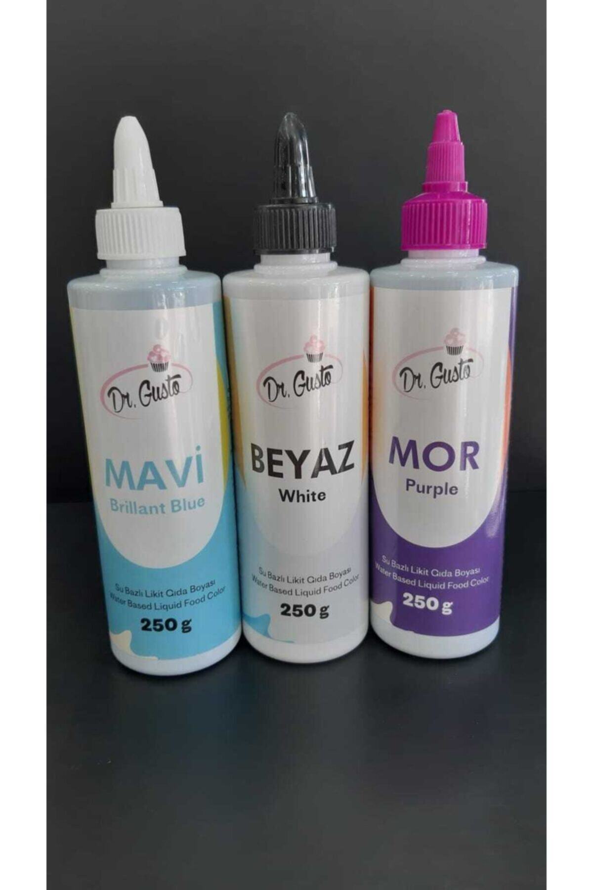 Dr. Gusto Dr Gusto Su Bazlı Likit Boya 3 Lü Set Mavi / Beyaz / Mor 250 Gr