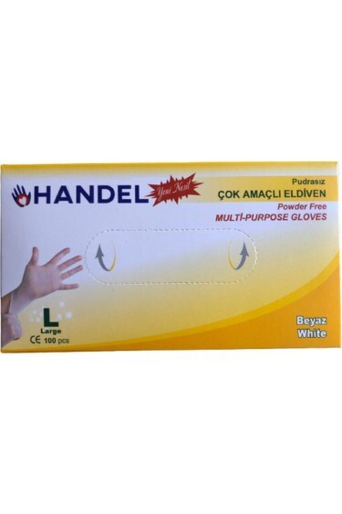 HANDEL 2 Kutu Pudrasız Çok Amaçlı Hijyenik Eldiven (beyaz - L Beden)