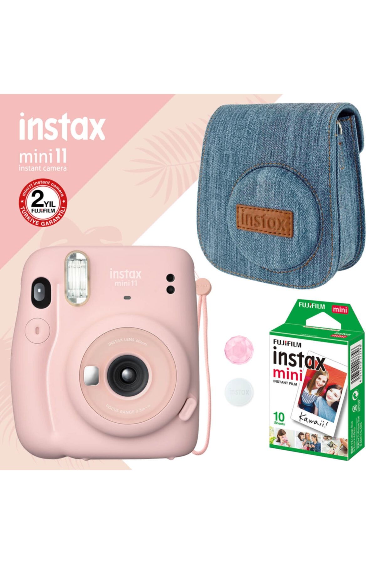 Fujifilm Instax Mini 11 Pembe Fotoğraf Makinesi Ve Jean Çantalı Hediye Seti 3