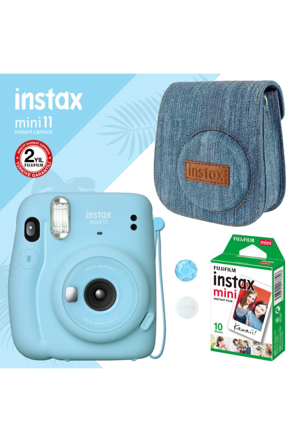 Fujifilm Instax Mini 11 Mavi Fotoğraf Makinesi Ve Jean Çantalı Hediye Seti 3