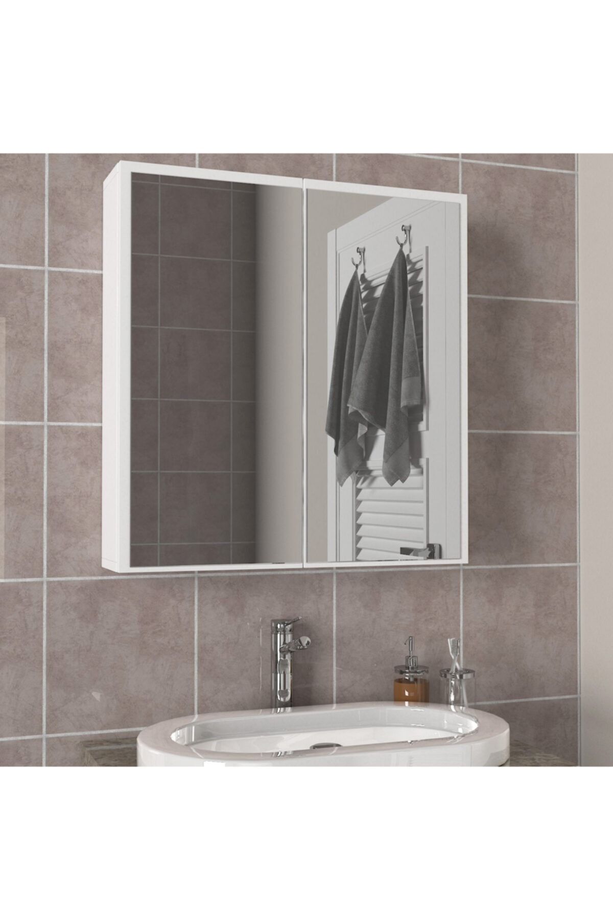 dorpek Priya Çok Amaçlı Aynalı Banyo Dolabı Beyaz