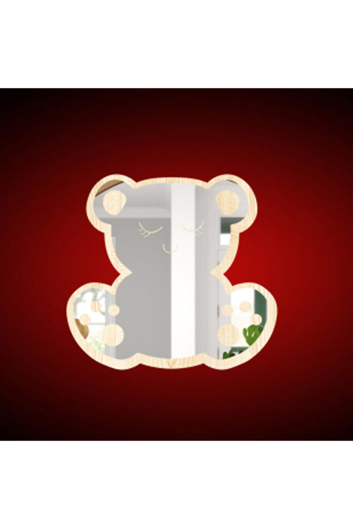 GİZEM SHOP Ayıcık Figürlü Çocuk Odası Dekoratif Kırılmaz Pleksi Ayna Ayıcık