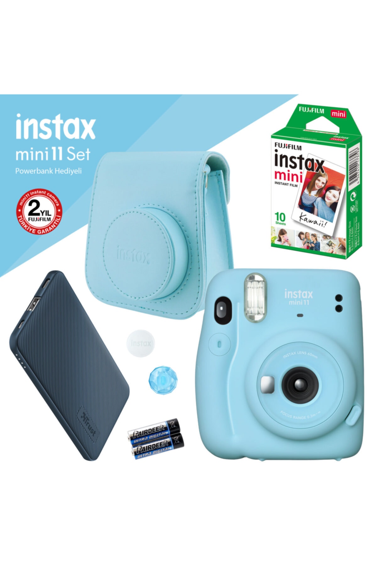 Fujifilm Instax Mini 11 Mavi Fotoğraf Makinesi Ve Powerbank Hediyeli Set 3