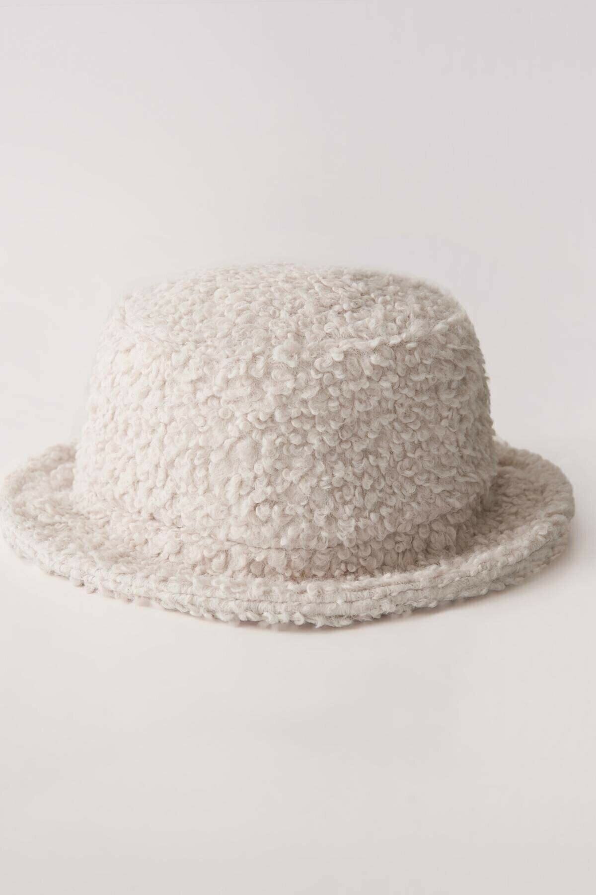 FELLMENS Krem Curly Bucket Kadın Şapka