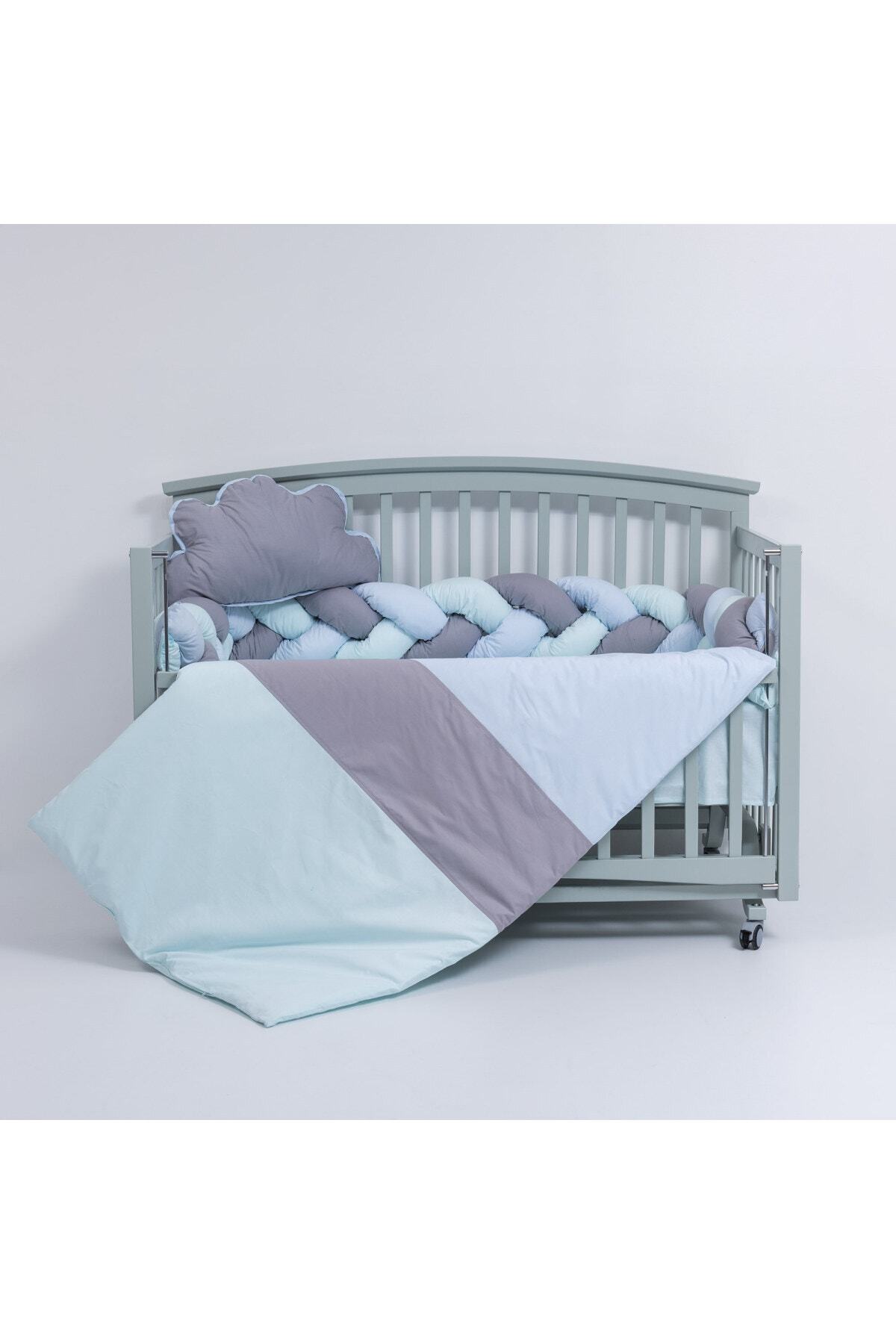 Mini Baby Star 3’lü Örgülü Mavi Uyku Seti 75x130