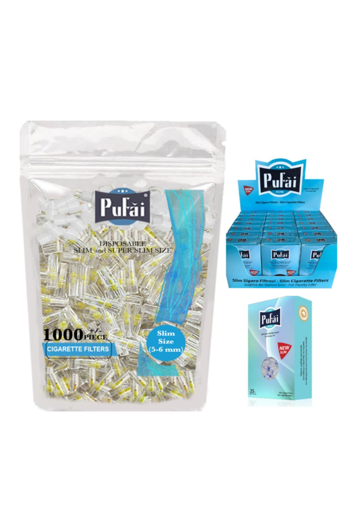 Pufai Süper Slim Sigara Filtresi 5 Mm 6 Mm Uyumlu 1525 Adet 1 Paket 21 Kutu