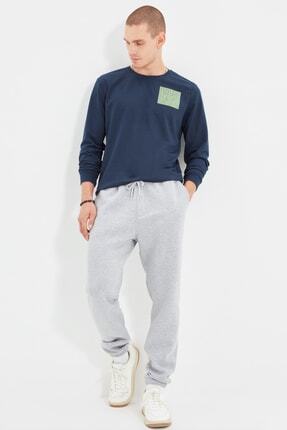 Gri Unısex Regular/Normal Kesim Paçası Lastikli İçi Polar/Sıcak Tutan Eşofman Altı TMNAW22EA0346 Image 7