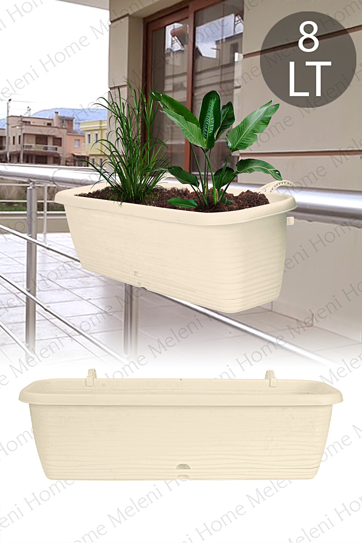 Meleni Home Askılı Balkon Saksısı 8 Lt 51 Cm