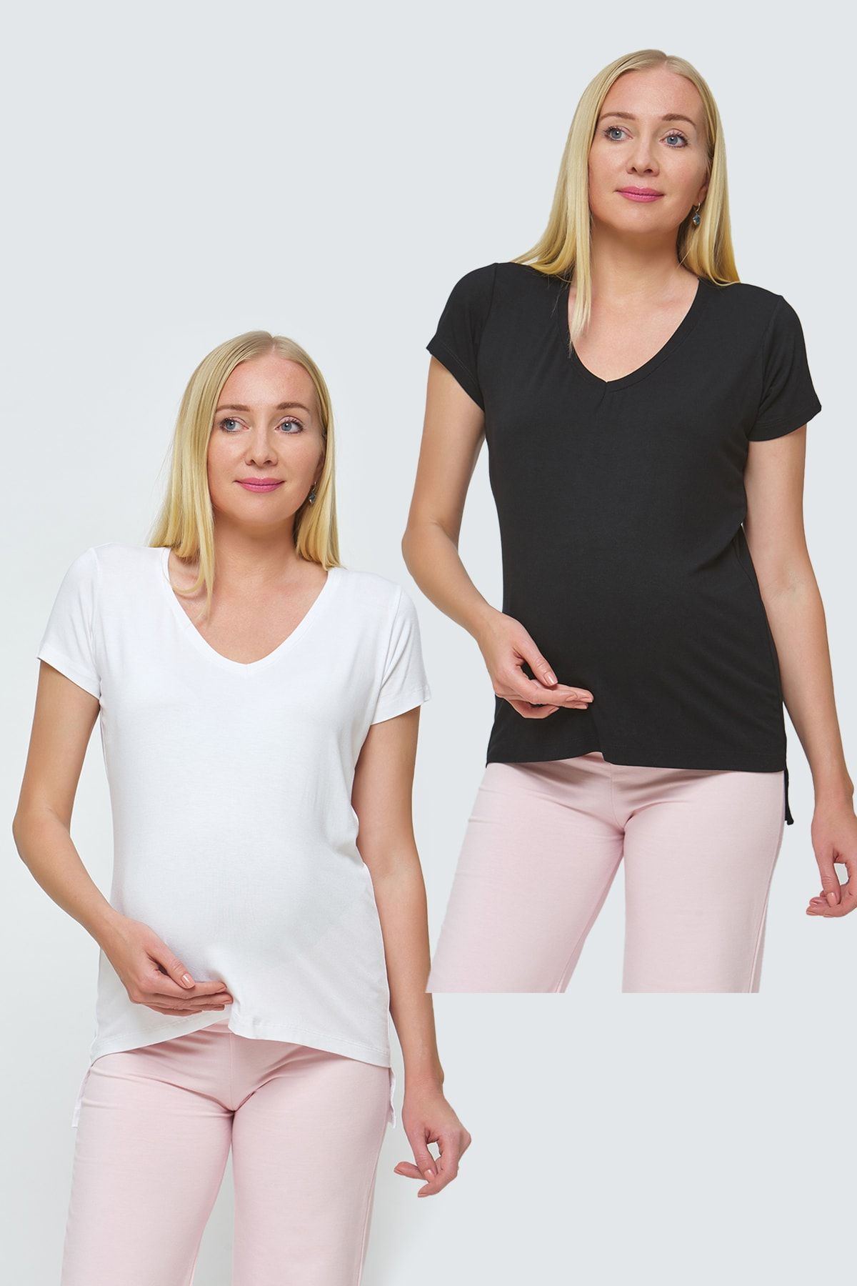 Motherway Hamile V Yaka Tshirt Ikili Set