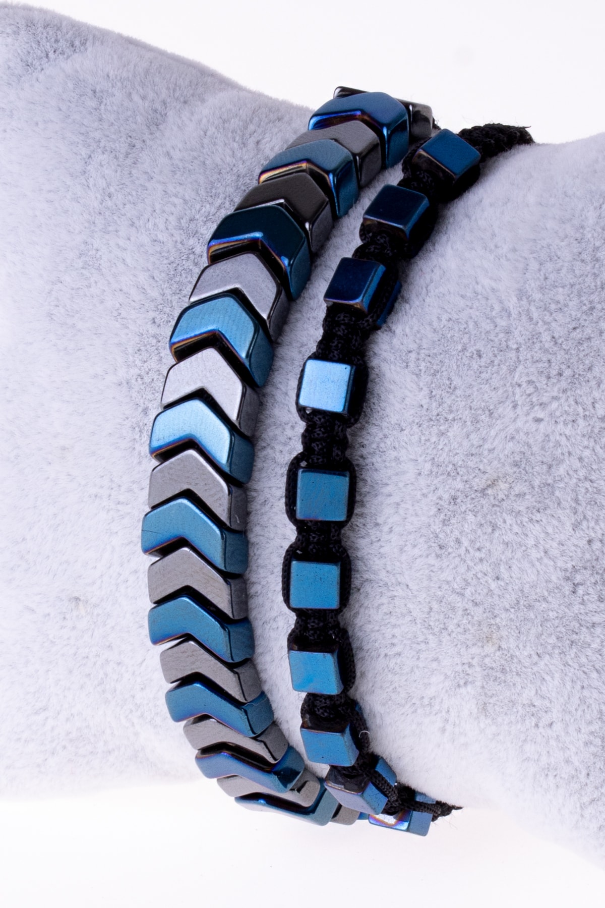 Eyya Accessories 2 Li Kombin Hematit Taşı Makrome El Örgüsü Erkek Bileklik