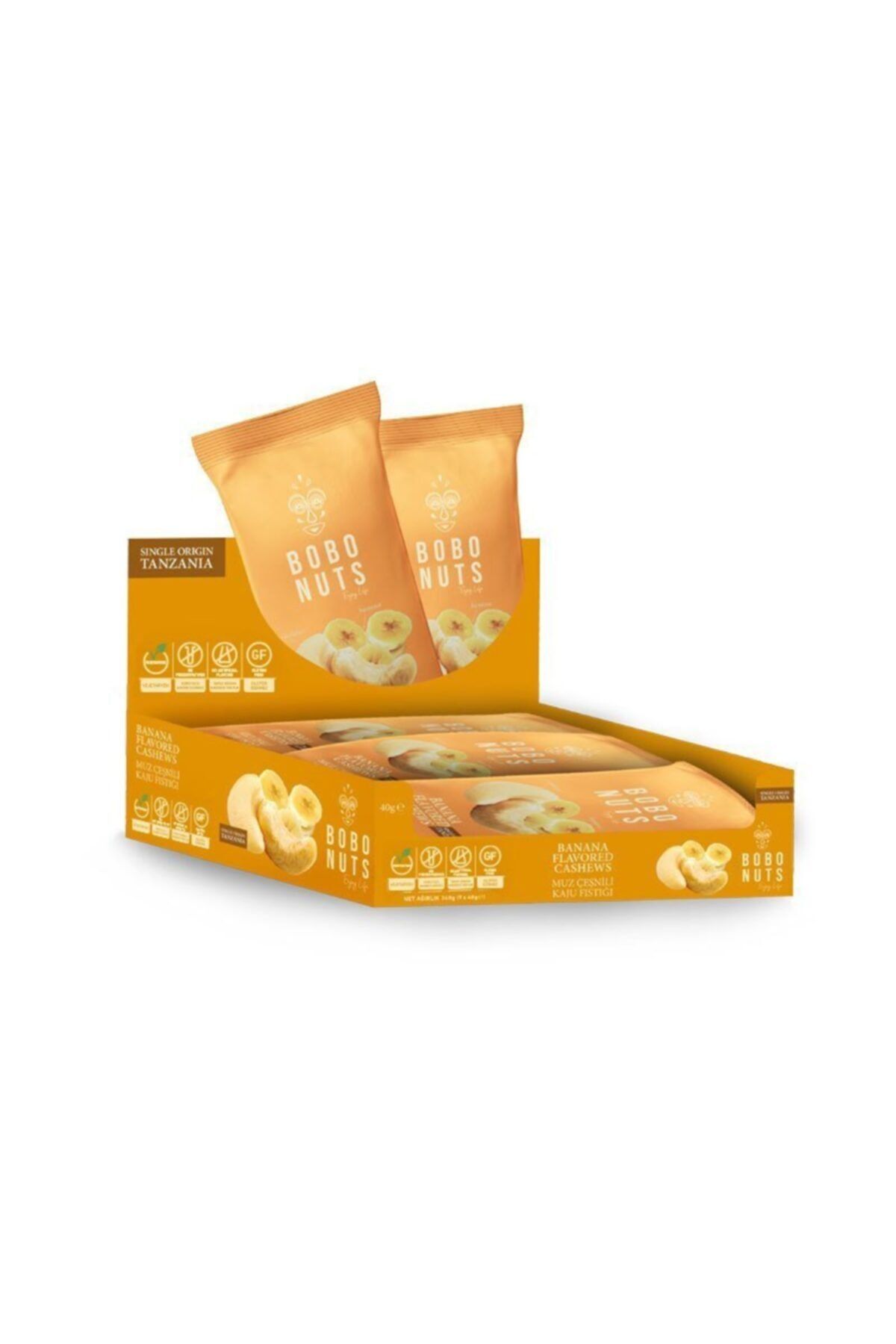 Afro Turco Foods Bobo Nuts Muz Çeşnili Kaju Fıstığı 40 gr x 9 Adet