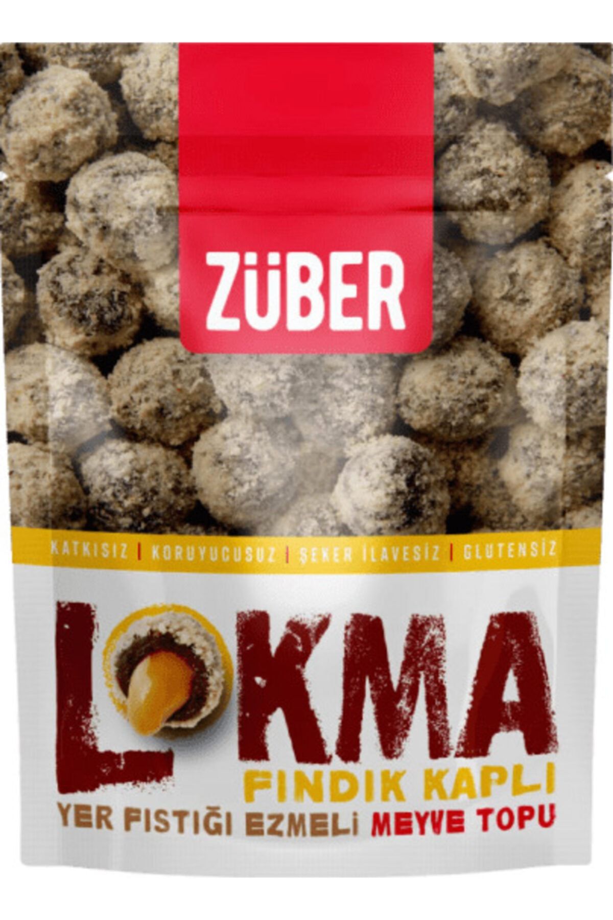 Züber Lokma Fındık Kaplı Fıstık Ezmeli Meyve Topu 96g X 3 Paket