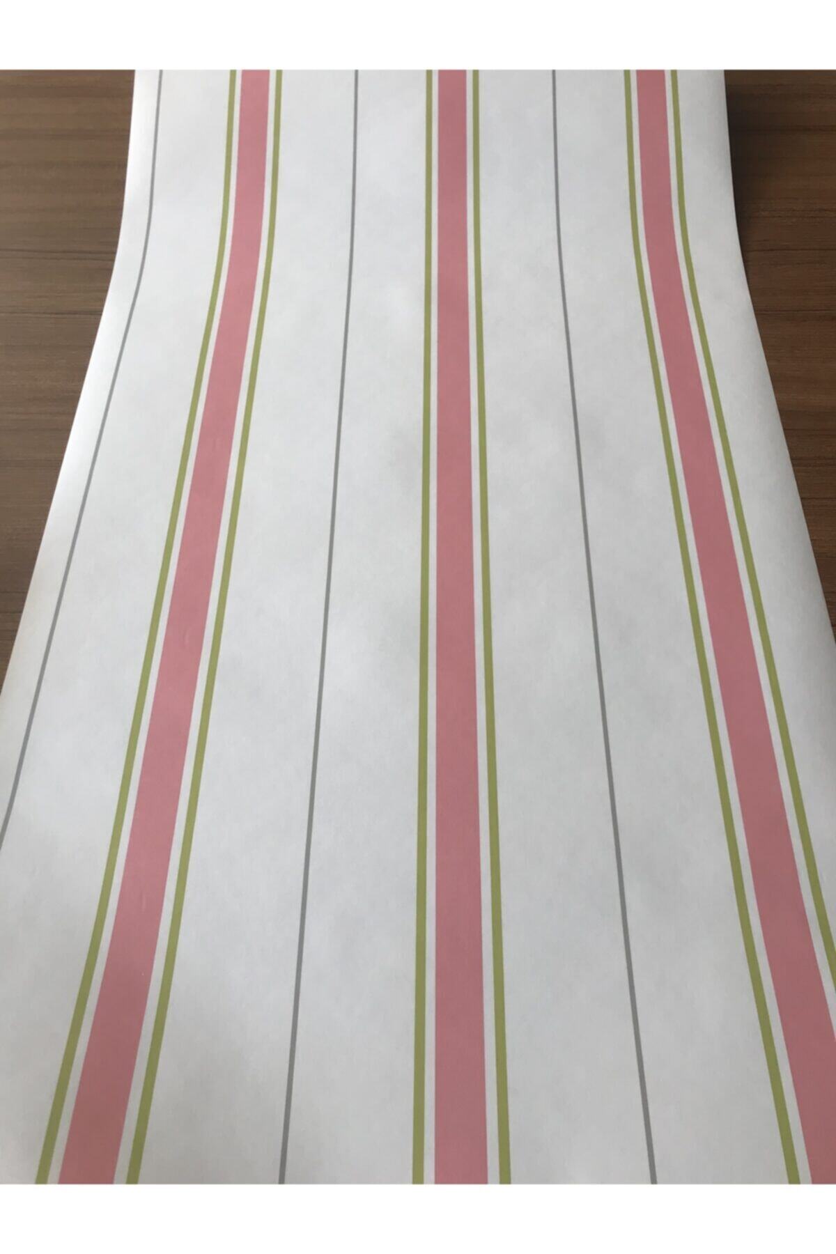 BAŞYAPI DİZAYN Çocuk Odasıpembe Çizgili Ithal Duvar Kağıdı 55404118 (5m²)