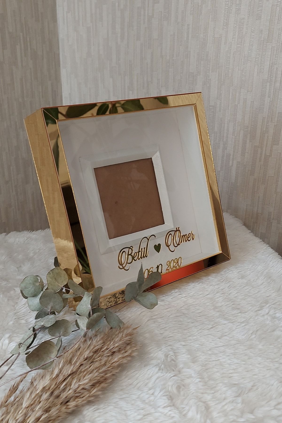 Tasarımname Architecture & Design 25x25 Cm Gold Ayna Anı Çerçevesi-dekoratif Hatıra Çerçevesi