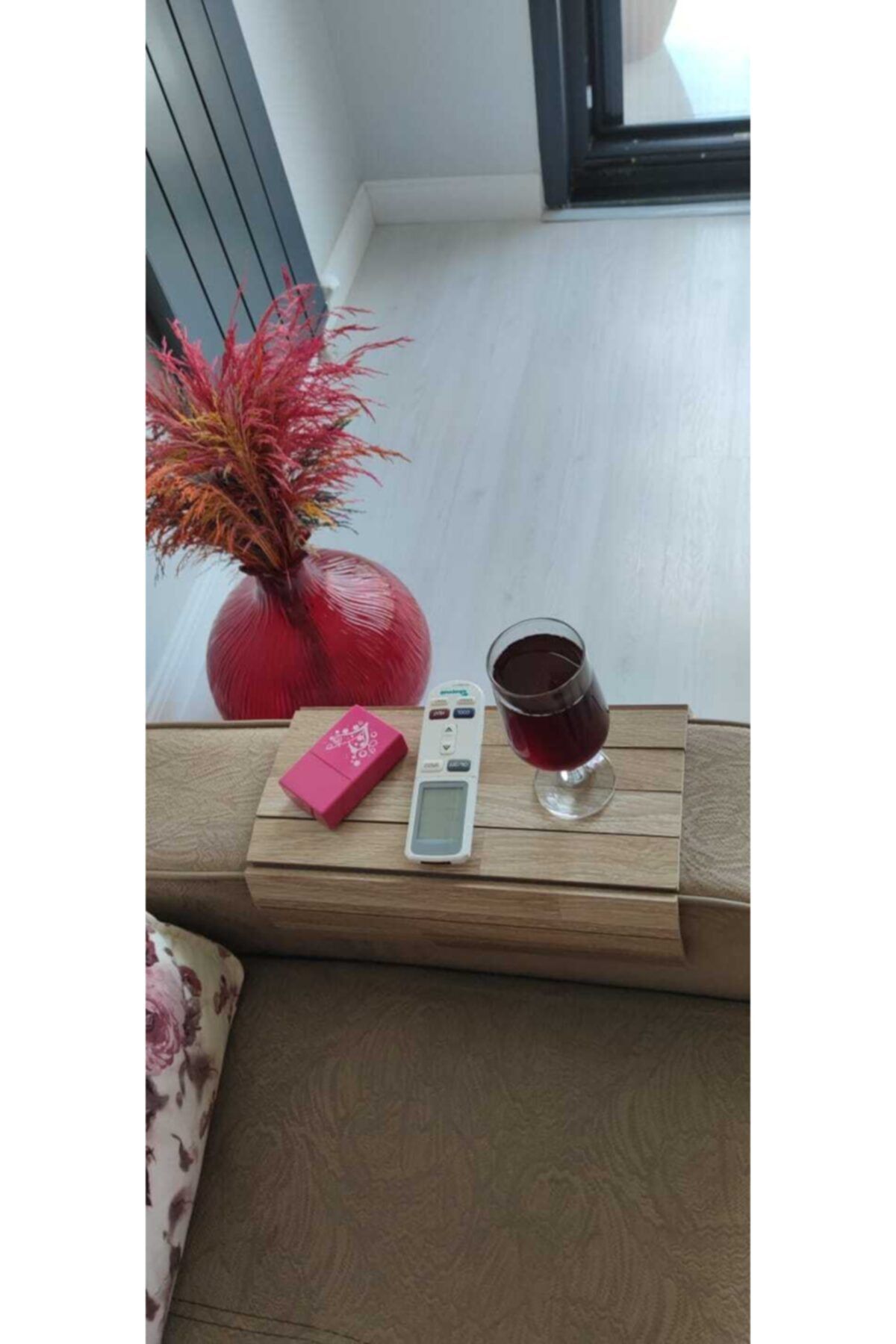 JUNGLEE Katlanabilir Portatif Koltuk Sehpası Koltuk Kolu Sehpa Çekyat Yan Kol Tepsisi Ahşap Sehpa 25x35cm