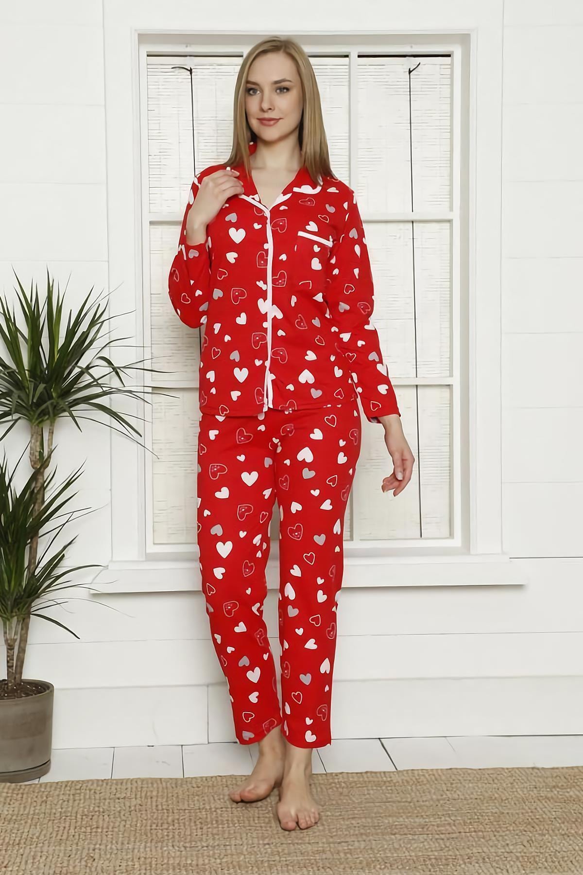 Estiva Kadın Kalpli Önden Düğmeli Pijama Takımı