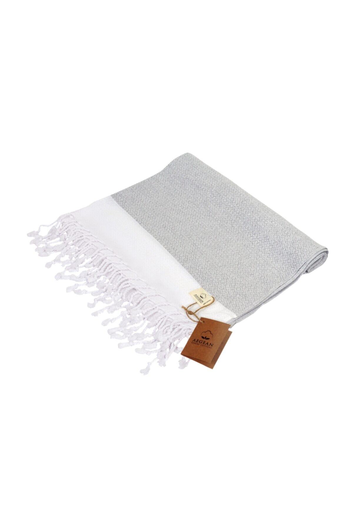 Aegean Luxury Cottons Banyo Ve Plaj Havlusu, %100 Pamuk Peştemal, 100x180cm (gri)