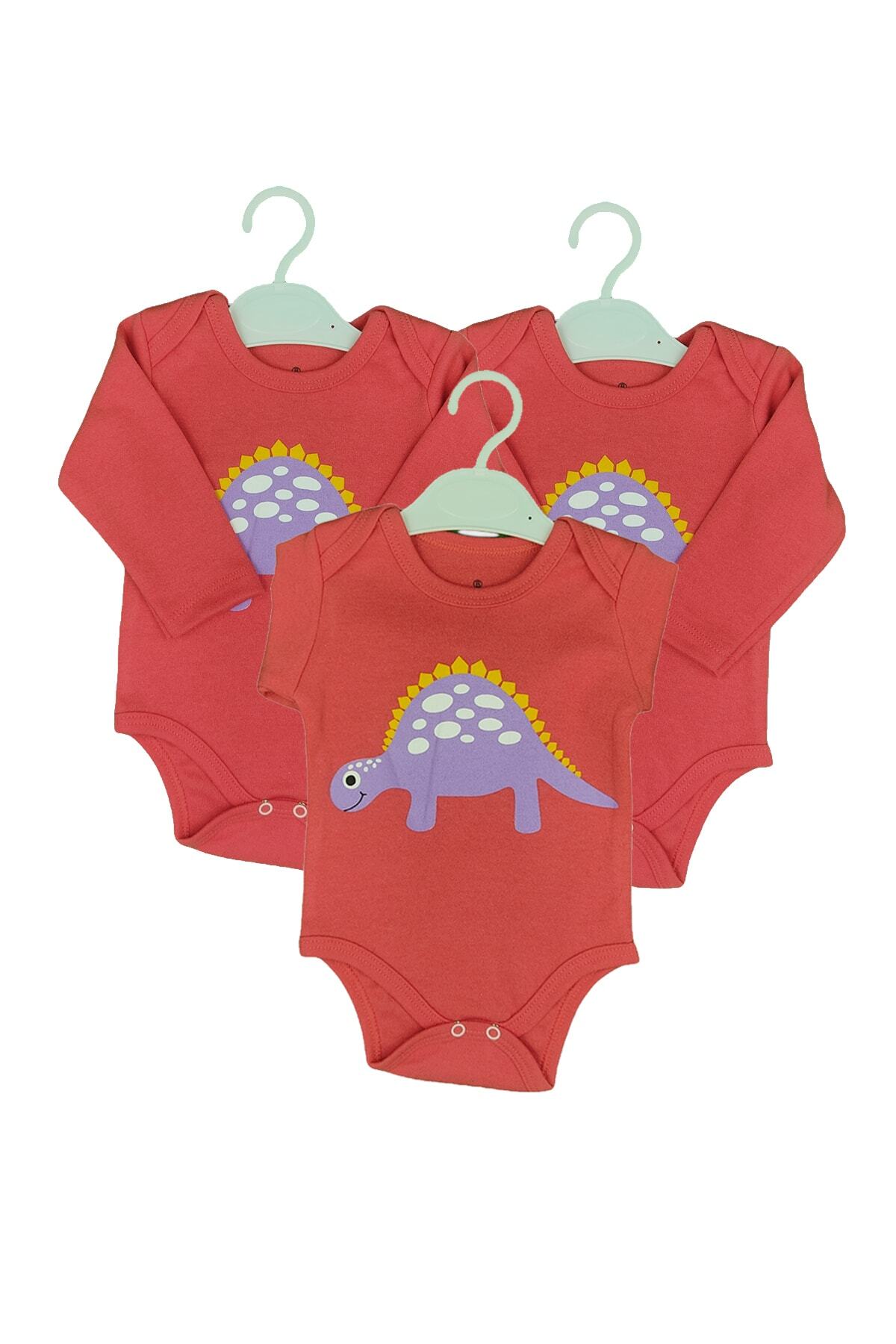 BABYSUCOLLECTİON 3 Lü Dinozor Desenli Kız Bady&zıbın