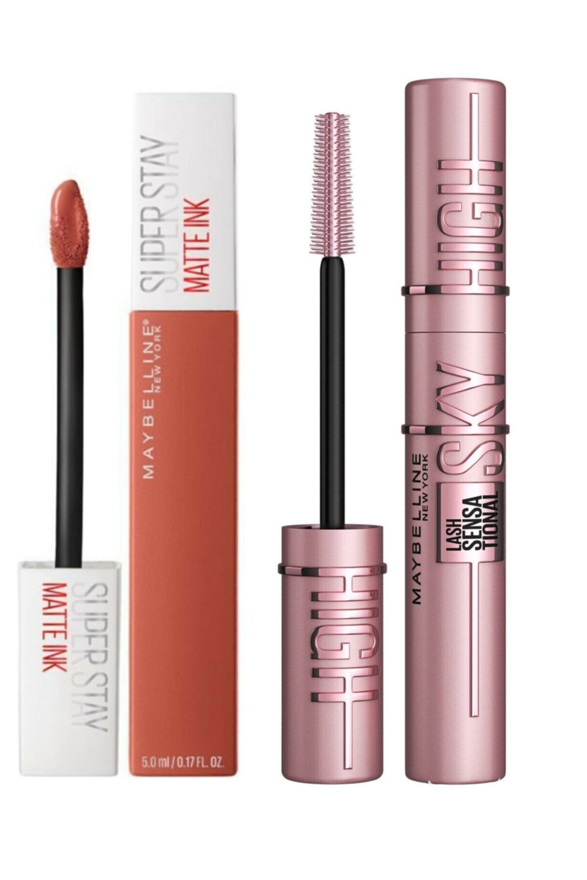Maybelline New York Super Stay Matte Ink Unnude Likit Mat Ruj 70 & Lash Sensational Sky High Maskara 2'li Set