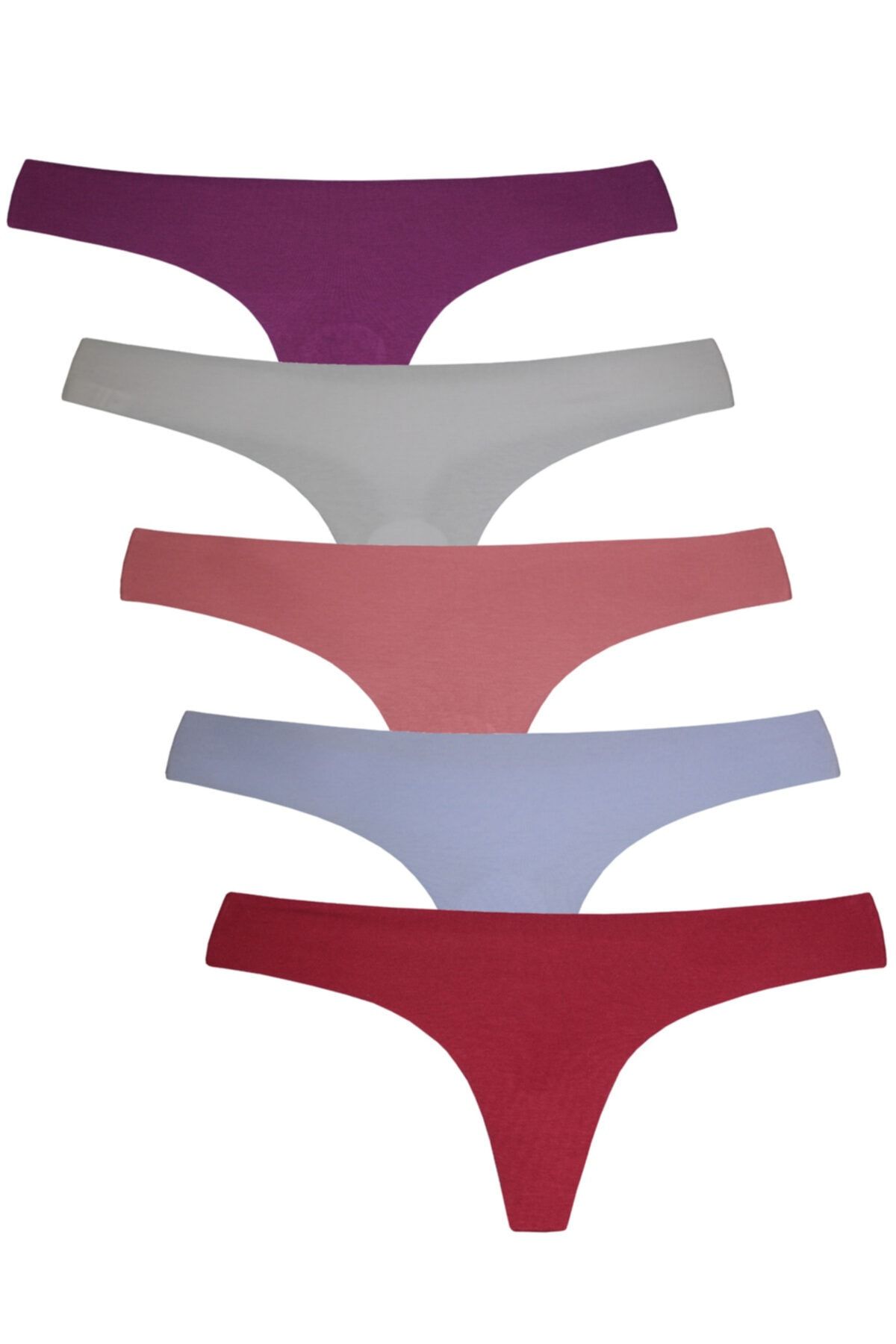 CottonStar Kadın Pamuk Lazer Kesim Iz Yapmaz String / Tanga 5'li Mix Paket
