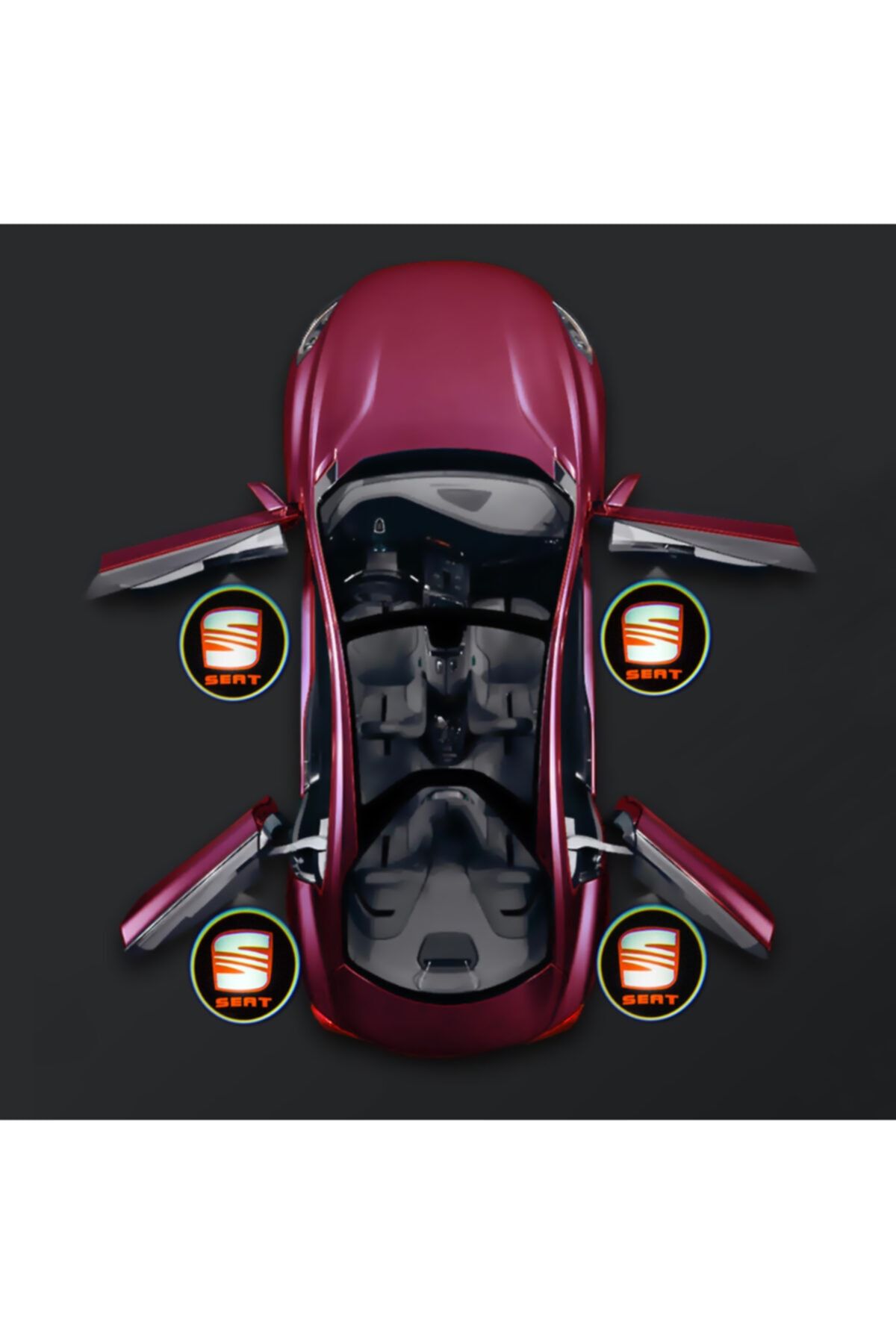 Waxen Seat Kapı Altı Pilli Led Logo Hd Lens Karanlık Ve Mesafe Sensörlü Led Işıklı Lamba