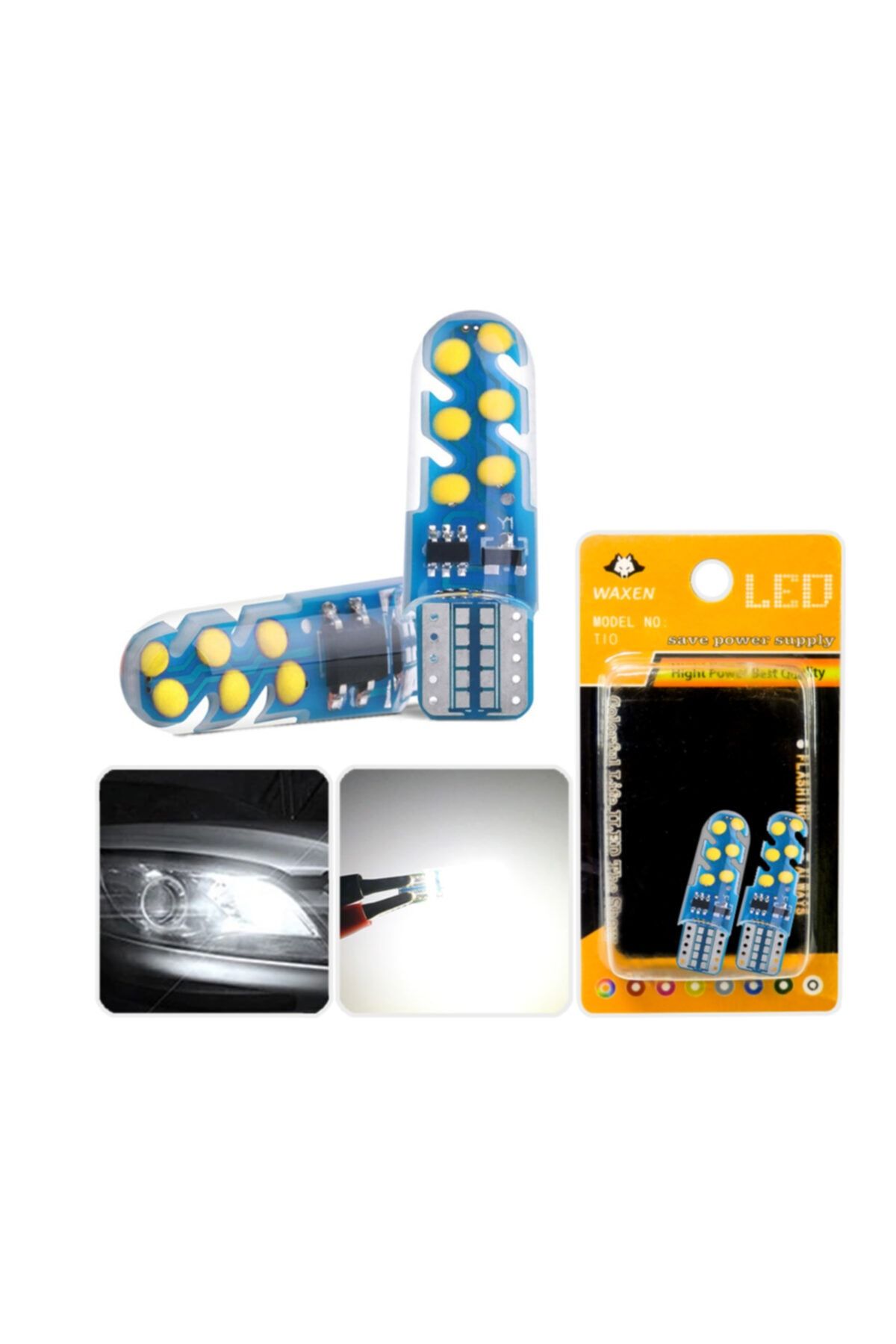 Waxen T10 Park Plaka Tavan Iç Aydınlatma Ampulü Cob Led Dipsiz W5w 194 6500k Beyaz Güçlü Işık