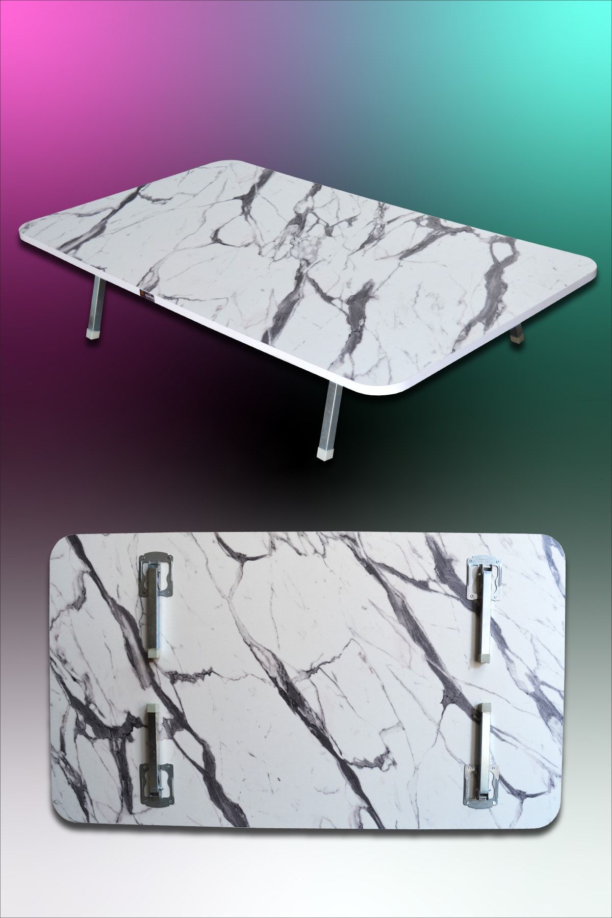 GÜMÜŞSOFRA 60x90 Yer Sofrası- Dikdörtgen Yer Masası- Metal Katlanır Ayaklı Sofra- Kahvaltı Masası- Çocuk Masası