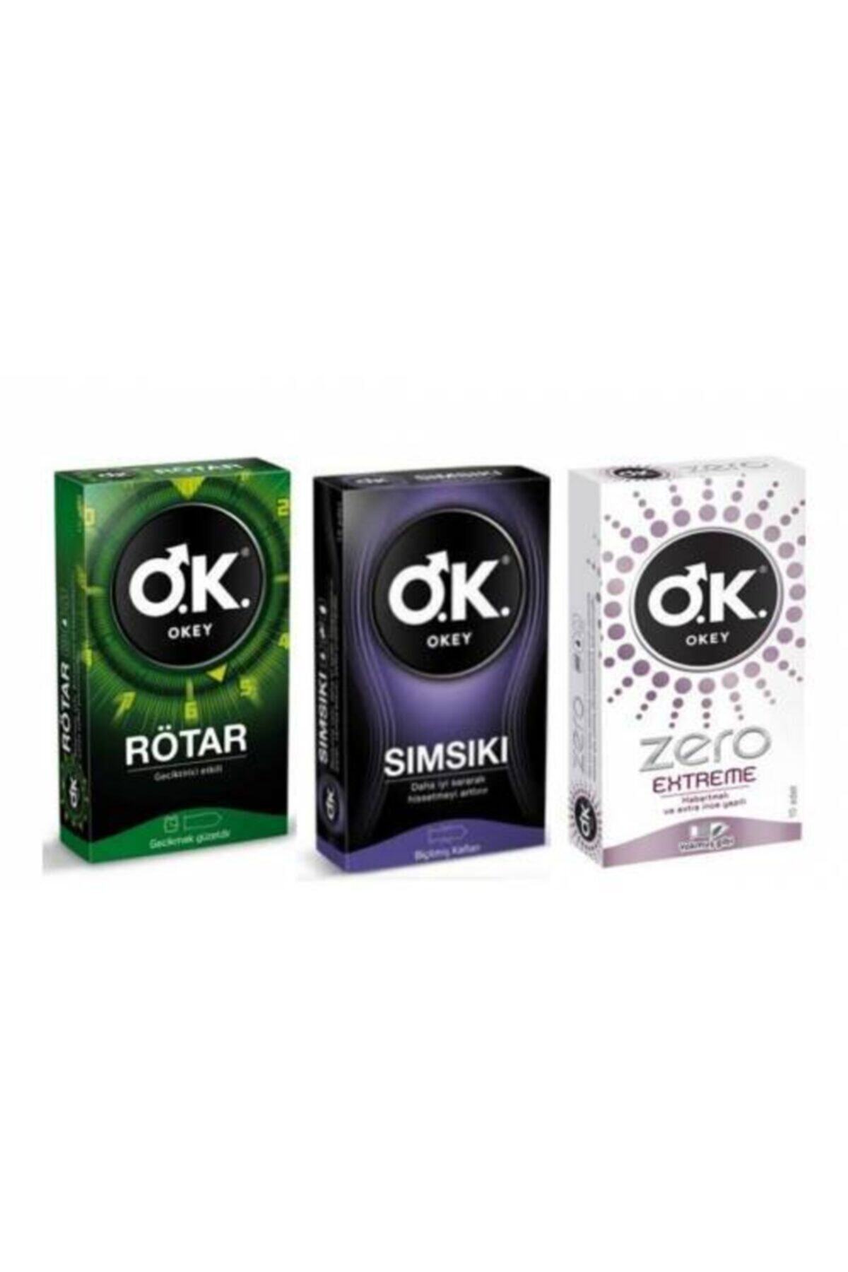 Okey Prezervatif Rötar 10 Lu + Sımsıkı 10 Lu + Zero Extreme 10 Lu