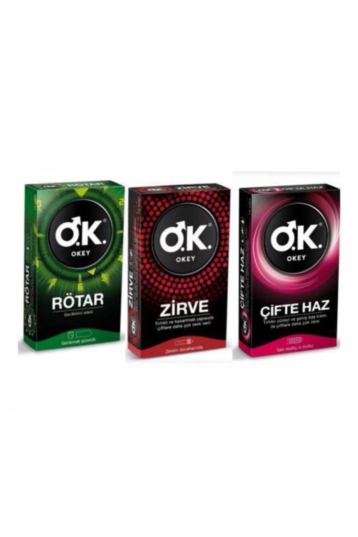 Okey Prezervatif Rötar 10 Lu + Zirve 10 Lu + Çifte Haz 10 Lu
