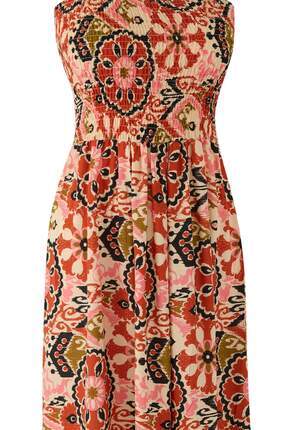 Kırmızı Çiçekli Midi Dokuma Elbise TEDSS25EL00010 Image 3