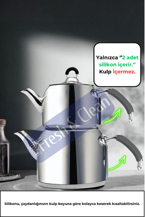 Demir Çaydanlıklar İçin Kulp Silikonu/ Silikon Demlik Sap 2 Adet (Gri) Image 0