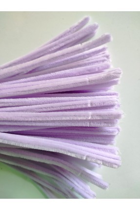 50 Adet Lila Şönil, Çiçek Yapımına Uygun Tüylü Tel, 30 Cm 6 mm Image 3