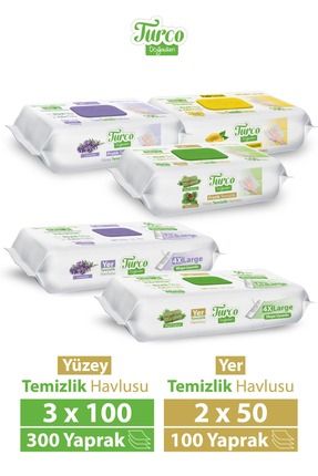 Turco Doğadan Pratik Yüzey Temizlik Havlusu 3x100 & Yer Temizlik Havlusu 2X50 Karma Paket Image 0