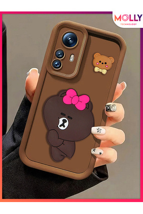 Xiaomi REDMİ NOTE 12S İçin Fallow Brown Kenarları Kalın 3d Kabartmalı Alice Bear Silikon Kılıf Image 0