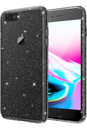 iPhone 7 Plus / 8 Plus Modelleriyle Uyumlu Parlak Simli Transparan Silikon Kılıf Image 0