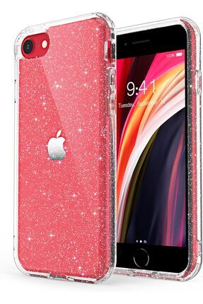 iPhone 7 / 8 / SE Modelleriyle Uyumlu Parlak Simli Transparan Silikon Kılıf Image 0