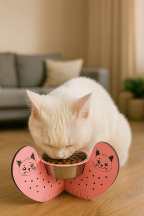 Kedi Köpek Mama Kabı Ahşap ve çelik Sağlıklı Image 0