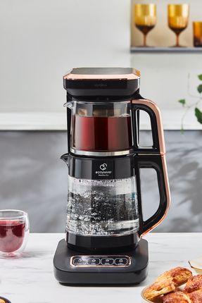 Robotea Pro 4 in 1 Konuşan Cam Çay Makinesi Black Copper Image 0