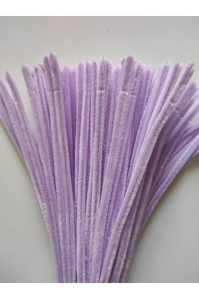 50 Adet Lila Şönil, Çiçek Yapımına Uygun Tüylü Tel, 30 Cm 6 mm Image 2